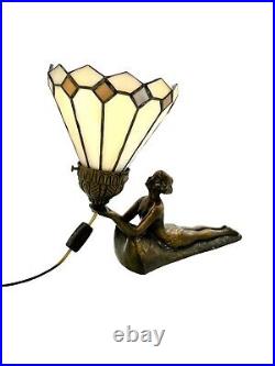 Lamp Laying Lady with Stain Glas Classic Art Deco Vintage Decor