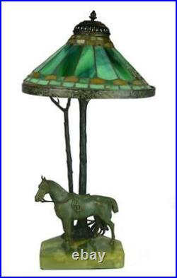 Lamp, Tiffany, Green Molten Slag Glass Art Deco Bronze, 1920's Lovely Vintage