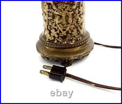 Lamp Vintage Brass Double Mythical Faced Design Desk Lamp with Black Shade