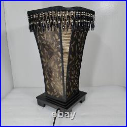 Lamp Vintage Fabric Upside-Down Shade with Tassels Torchiere Art Deco Table/Accent