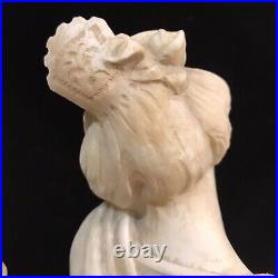 Large 24 Antique Art Deco Hand Carved Alabaster Figural Woman Lady Lamp Vtg