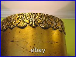 Large Vintage Italy Art Glass & Gold Metal Angels Stand Table Lamp, 33 1/2 Tall