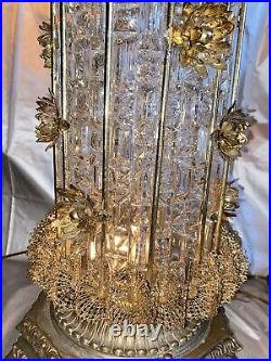 Loevsky & Loevsky Vtg Hollywood Regency Art Deco Gilded Cut Glass Table Lamp