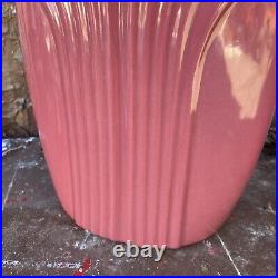MATCHING PAIR Vintage MCM Art DECO Ceramic Table Lamps Mauve Pink 80s