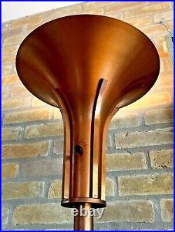 Machine Age Art Deco Vtg Modern Copper Torchiere Floor Lamp Nessen