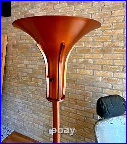 Machine Age Art Deco Vtg Modern Copper Torchiere Floor Lamp Nessen