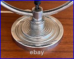 Markel Art Deco Machine Age Chrome Ring Hoop Desk Table Lamp Vtg Modern Desny