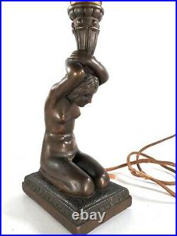 Nude Lady Lamp KBW Bronze Clad Art Nouveau Kathodian Bronze Works Vtg Antique