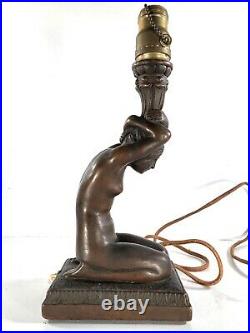 Nude Lady Lamp KBW Bronze Clad Art Nouveau Kathodian Bronze Works Vtg Antique