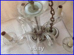 Old antique crystal glass chandelier ceiling fixture light lamp vintage art deco