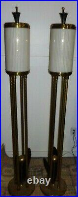 PAIR Exceptional Torchiere Floor Lamps Art Deco Hollywood Rare Vtg MCM