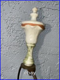 Pair Antique/Vtg Hand Painted Floral Porcelain Table Lamps