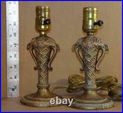 Pair VTG Art Deco Boudoir Lamp Antique 20's 30's Mantel Vanity Table Lamp FB-306