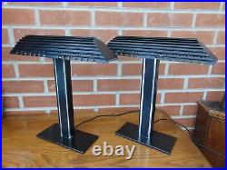 Pair Vintage French Art Deco Brutalist Style Table Lamps after Henri Petitos