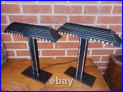 Pair Vintage French Art Deco Brutalist Style Table Lamps after Henri Petitos