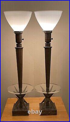 Pair of Vintage Art Deco Brass Table Lamps