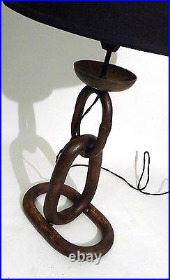 Pr Tripod Art Moderne Iron Torched/ Brutalist Table Lamp MID Century Vintage