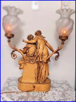 RARE Vintage Art Nouveau Collection Francaise Made in USA Table Lamp