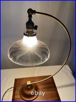 REWIRED Antique Vtg Art Deco Industrial Table Desk Lamp HOLOPHANE, Copper & Gold