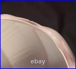 Rare VTG Fenton Art Glass Optic Drapery Pink Overlay Melon Boudoir Lamp, 17 H