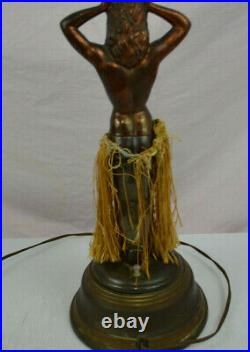 Rare Vintage Antique Art Deco Hawaiian Dancing Hula girl lamp