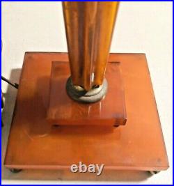 Rare Vintage Art Deco Bakelite Amber Color Table Lamp Works good 16 H