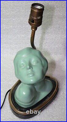 Rare Vintage Art Deco Frankart Style Woman Lady Bust Lamp