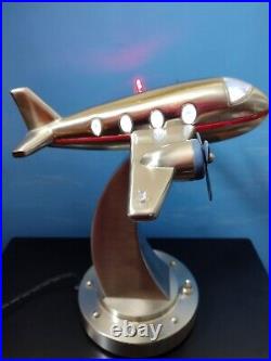 Rare Vintage Art Deco Style DC-3 TWIN PROPELLER AIRPLANE LAMP NIGHT LIGHT! VFC