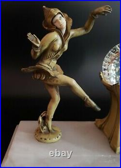 Rare Vintage Gerdago Art Deco Pixie Harlequin Jester Glass Globe Lamp
