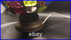 Rare Vintage MCM Arts & Crafts Chunk Marsh Style Glass Orb Globe Ball Table Lamp