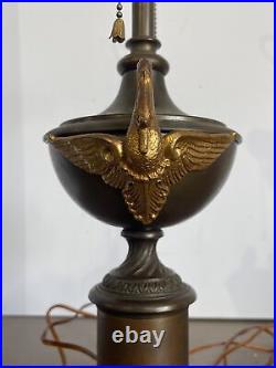 Rare Vintage Mslc 3732 Brass Art Deco Period Table Lamp Gold Twin Swans 22-24