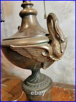Rare Vintage Mslc 3732 Brass Art Deco Period Table Lamp Twin Swans