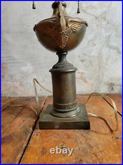 Rare Vintage Mslc 3732 Brass Art Deco Period Table Lamp Twin Swans
