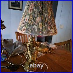 Relic Art Brooklyn NY MCM Lady Gold Toned Vintage Lamp Made Of Chalkware