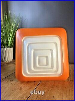 Retro White & Orange Glass Pop Art Square Ceiling Light Wall Lamp Shade 60's 70s