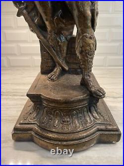 Roman Soldier Lamp Bronzed Art Figural Greek Large Tall Mid Century Modern Vtg