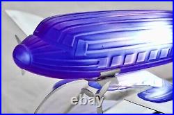Sarsaparilla Vintage Art Deco Colbalt Blue Glass Dc-3 Air Plane Table Lamp
