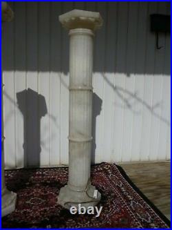 Set Pair Vintage Marble Lighted Fine Art Lamp Display Columns Huge Heavy