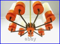 Space Age 70s Orange Pop Art Chandelier Ceiling Lamp Vintage MID Century