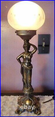 Stunning Vintage L&L WMC 9900 Art Nouveau Lady Goddess Loevsky Cast Iron Lamp