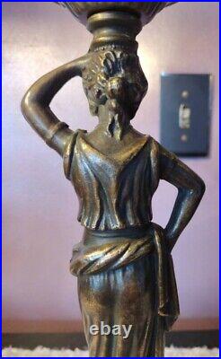 Stunning Vintage L&L WMC 9900 Art Nouveau Lady Goddess Loevsky Cast Iron Lamp