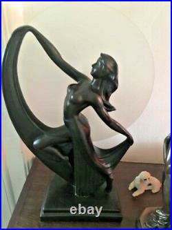 Stunning Vintage Widdop Bingham Art Deco Style Table Lamp Dancing Lady bronze