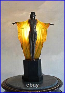 Table lamp Art Deco female figure Femme Fatale vintage style lightning desk lamp