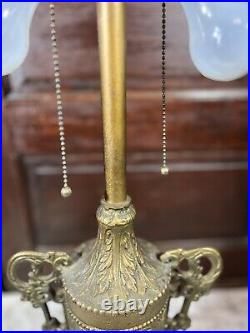 Tiffany Style N. W. Art Light Shade Company Slag Glass Lamp #39 Art Deco 28 VTG