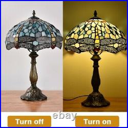 Tiffany Vintage Table Lamp Dragonfly Style Stained Glass Desk Lamp 18 Tall