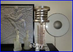 Time Travel Saturn Shade & Lucite Vintage Art Deco Machine Age Lamp