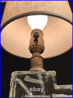Unusual Vtg MCM Mid Century Cenedese Murano Art Glass Slab Table Lamp Barbini