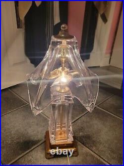 VINTAGE COFRAC ART VERRIER Style Hand Blown Heavy Crystal Table Lamp