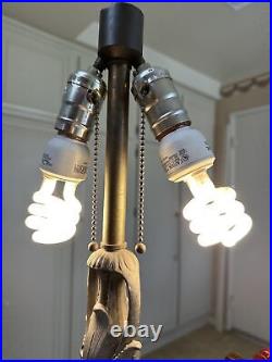VINTAGE MILLER LAMP BASE # 971 Art Nouveau Double Socket Pull Chain