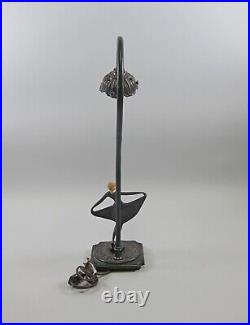 VINTAGE Mid-Century Art Nouveau Metal Table Lamp with Figural Dancing Girl